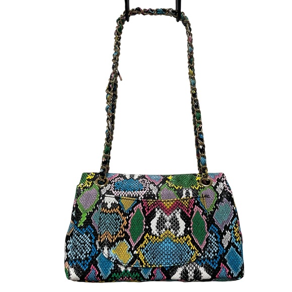 Multicolor Snake Skin Texture Tropical Handbag Purse Chic Resort Festival 10x5x3 - Picture 2 of 6